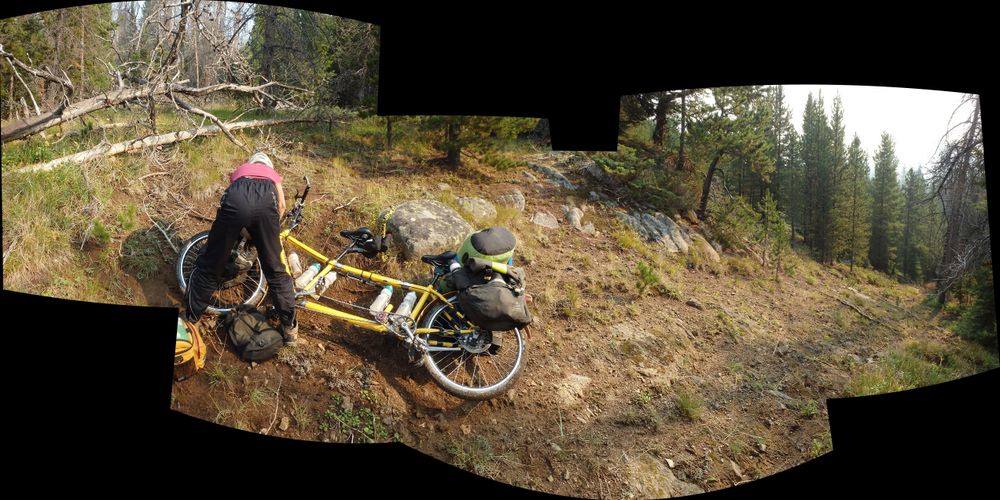 GDMBR: Now we were 40 feet (13m) from the trail on the top side of this hill.